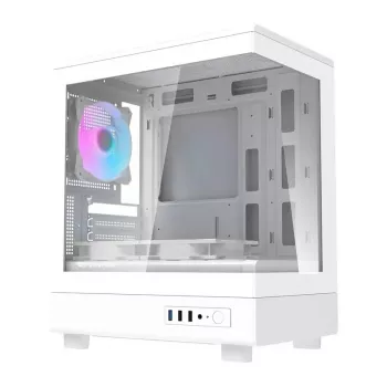 Darkflash kompiuterio korpusas DB330M White v2 su trimis iš anksto įmontuotais ventiliatoriais, palaiko micro-ATX/mATX