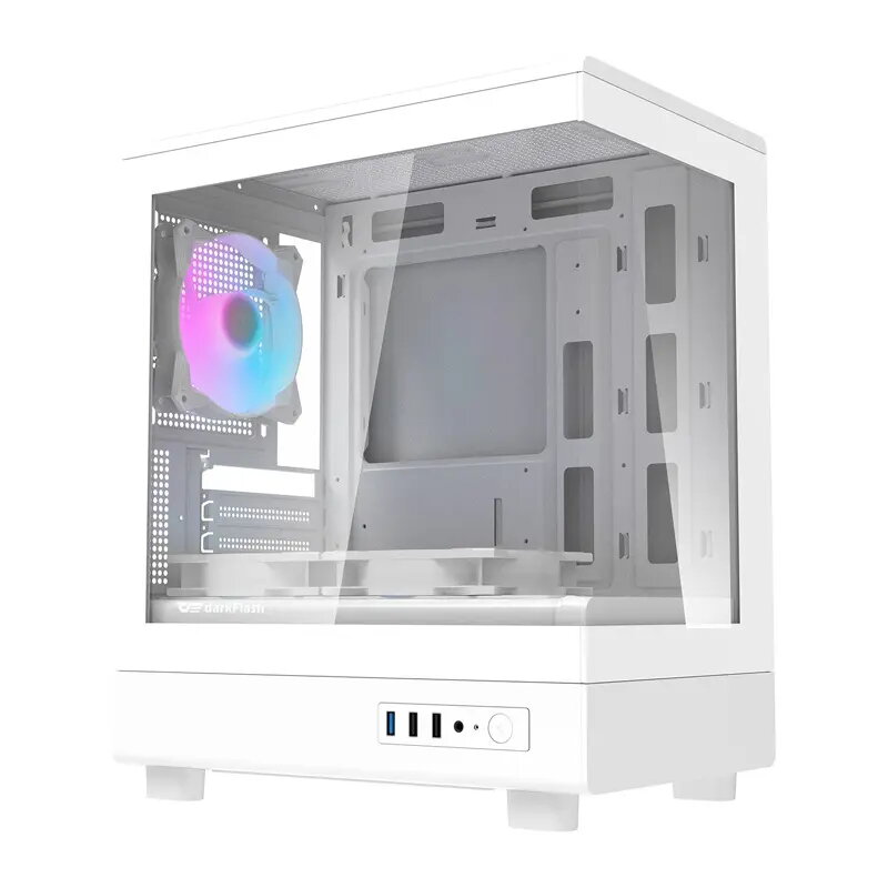 Darkflash kompiuterio korpusas DB330M White v2 su trimis iš anksto įmontuotais ventiliatoriais, palaiko micro-ATX/mATX
