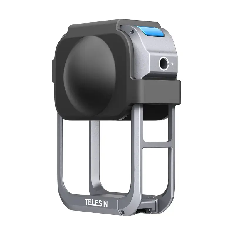 Metalinis apsauginis gaubtas Telesin, skirtas DJI Osmo 360 – lengvas metalinis rėmas, tvirtinimo taškai