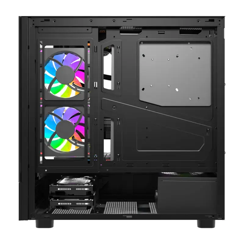 Kompiuterio korpusas DarkFlash DS950V su priekiniu ekranu (juodas) ir 6 iš anksto sumontuotais ventiliatoriais