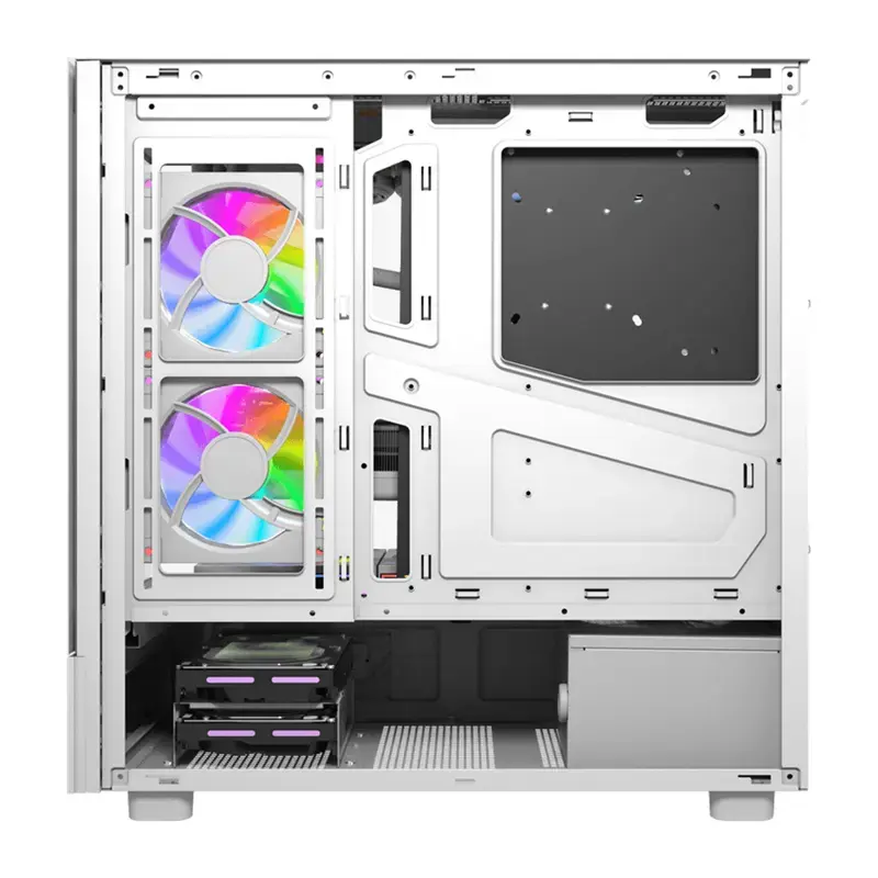 Kompiuterio korpusas DarkFlash DS950V su įmontuotu ekranu, baltas, komplekte 6 ventiliatoriai