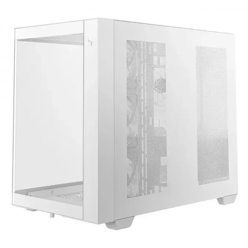 PC Tower Case DeepCool CG530U 4F White — maitinimo šaltinis gale, palaiko 3x120 mm šoninius + 1x120 mm galinį ventiliatorius, 120/140 mm ventiliatorių tvirtinimo vietos, 2,5 col. ir 3,5 col. HDD