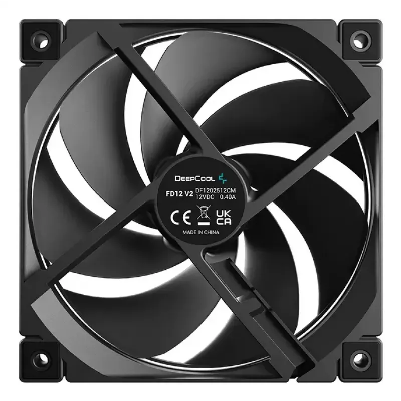 Kompiuterio korpuso ventiliatorius DeepCool FD12 V2 120 mm juodas, 500–2500 RPM, hidraulinis guolis, 4 vnt.