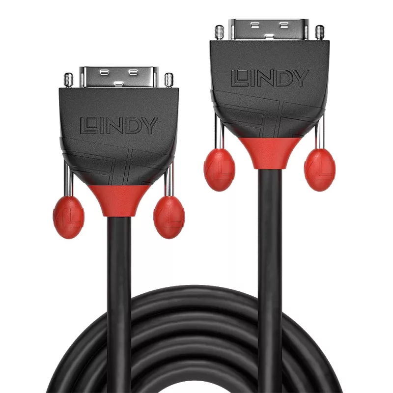 Lindy 10m DVI-D vienos jungties laidas, Juoda Line, 10 m, DVI-D, DVI-D, kištukas, kištukas, juodas