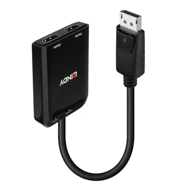 “Lindy” DP–2 prievadų HDMI MST koncentratorius, DisplayPort, 2 x HDMI, kištukas, lizdas, tiesus, tiesus