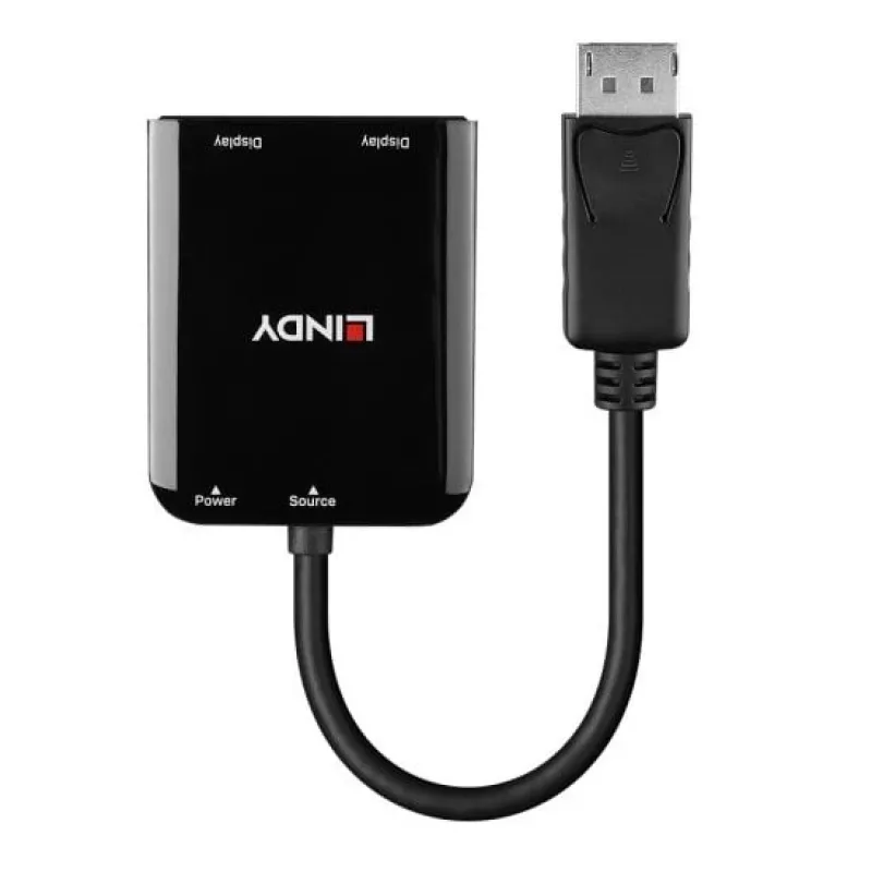 “Lindy” DP–2 prievadų HDMI MST koncentratorius, DisplayPort, 2 x HDMI, kištukas, lizdas, tiesus, tiesus