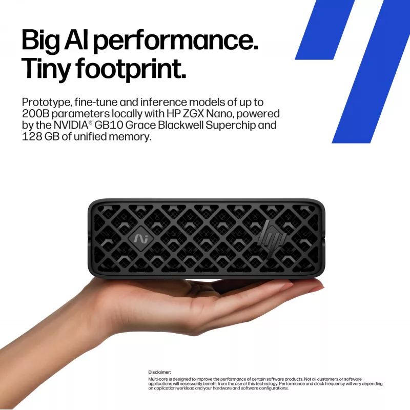 HP ZGX Nano G1n AI GB10 128 GB LPDDR5x-SDRAM 4 TB SSD Linux Mini PC darbo stotis AI darbo stotis, AI kompiuteris juoda