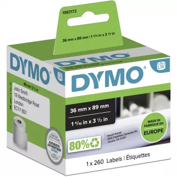 DYMO Authentic LabelWriter Large Address Labels | 36 mm x 89 mm | Roll of 260 | Juoda Print on White | for LabelWriter Label Makers