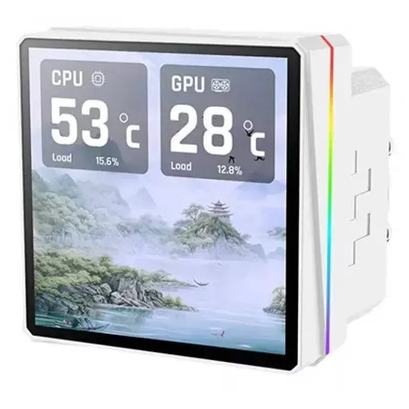 „Thermaltake TH360 V3 Ultra ARGB“ daugiafunkcis skysčio aušintuvas – 3x 120 mm ventiliatoriai, 500–2500 RPM, 12 V, baltas