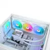 „Thermaltake TH360 V3 Ultra ARGB“ daugiafunkcis skysčio aušintuvas – 3x 120 mm ventiliatoriai, 500–2500 RPM, 12 V, baltas