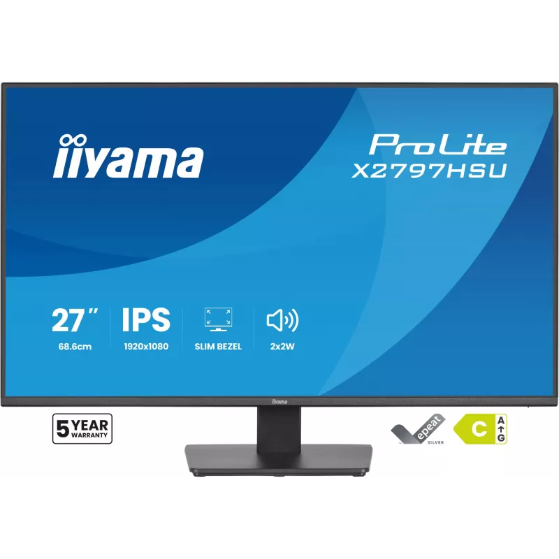 Kompiuterio monitorius IIYAMA ProLite X2797HSU-B1 27 colių (68,6 cm) Full HD 1920×1080 LED matinis 4 ms USB 3.2 Gen 1 garsiakalbiai VESA juodas