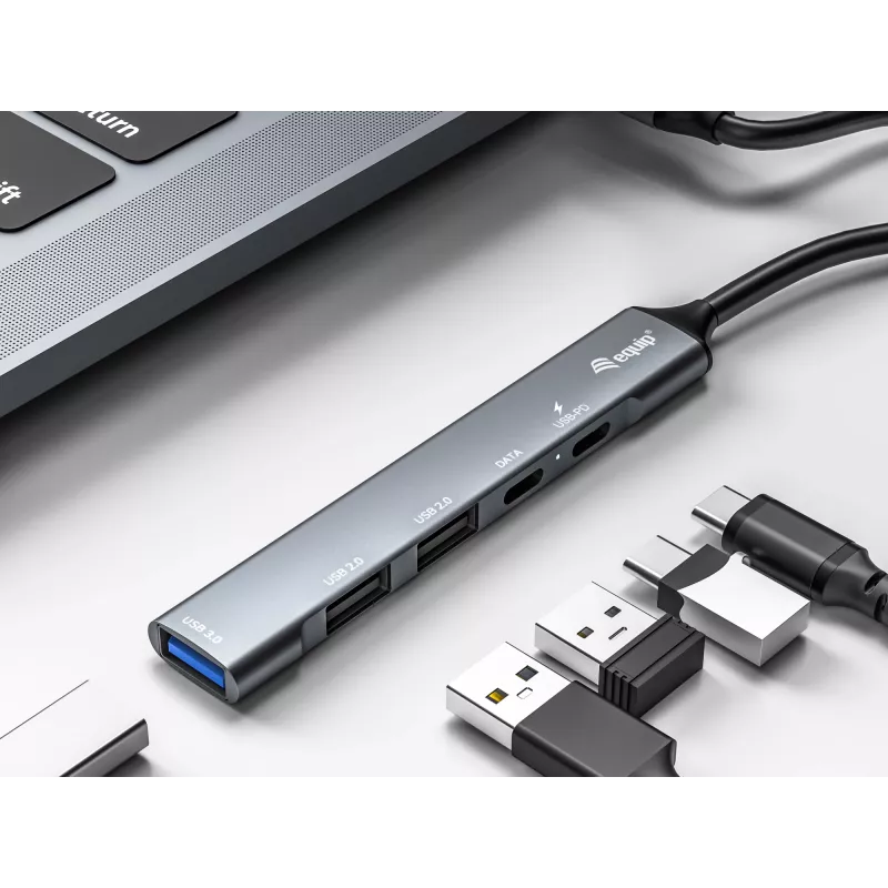 Equip 5 prievadų USB 3.0/2.0 šakotuvas su USB-C PD