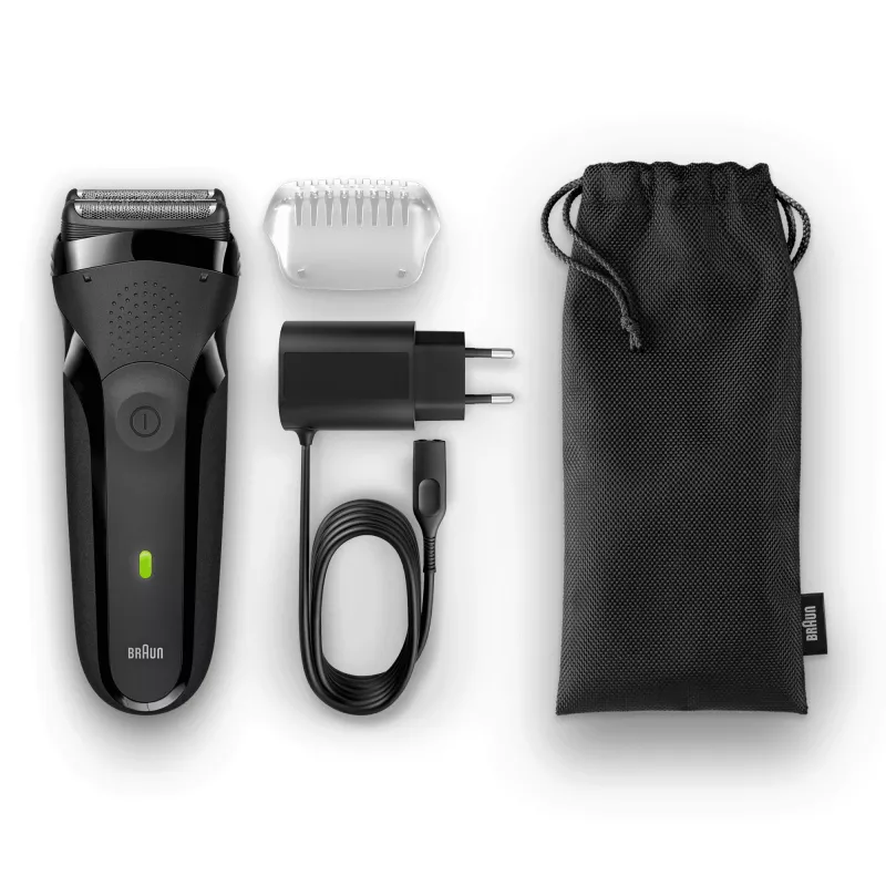 Braun Series 3 301s folijos skutiklis su kirpimo įrankiu, juodas
