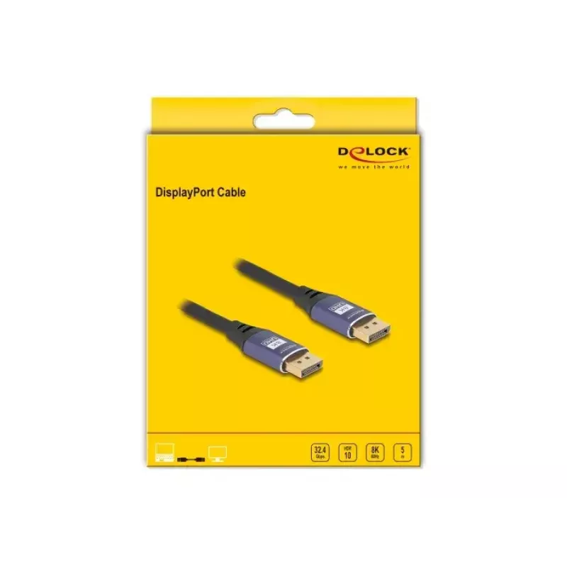 DeLOCK DisplayPort laidas 8K 60 Hz 5 m violetinis metalas