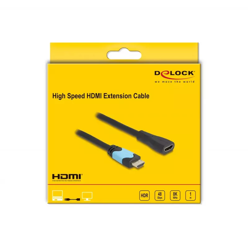 DeLOCK didelės spartos HDMI ilginamasis kabelis 48 Gbps 8K 60 Hz 1 m