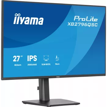 27 col. IIYAMA ProLite XB2796QSC-B1 IPS Quad HD 2560x1440 LED monitorius, 4 ms, USB-C, garsiakalbiai, reguliuojamas aukštis, VESA