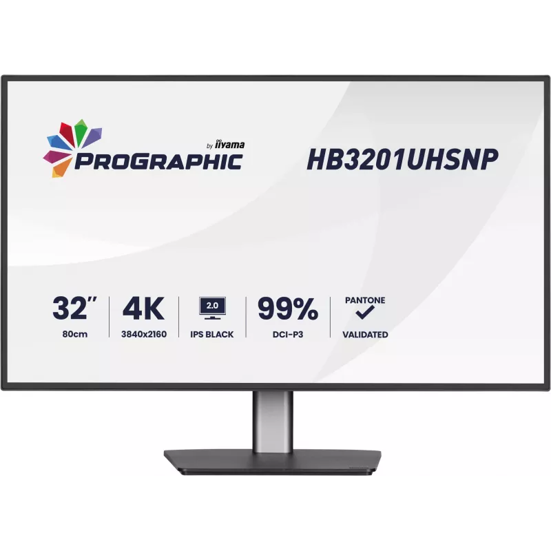 IIYAMA 32 colių ProGraphic HB3201UHSNP-B1 4K UHD IPS LCD monitorius su USB-C ir DisplayPort