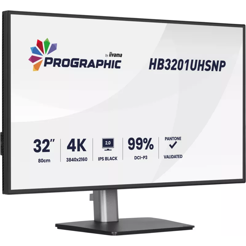 IIYAMA 32 colių ProGraphic HB3201UHSNP-B1 4K UHD IPS LCD monitorius su USB-C ir DisplayPort