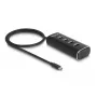 DeLOCK 4 prievadų USB šakotuvas 10 Gbps Type-C 60 cm laidas su jungikliu