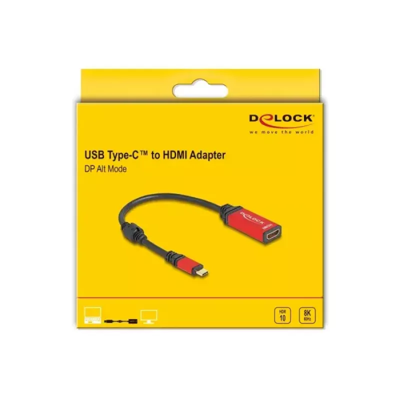 DeLOCK USB-C į HDMI adapteris 8K 60Hz HDR raudonas