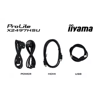 IIYAMA ProLite X2497HSU-B1 monitorius 23,8 colio (60,5 cm) Full HD IPS 1920×1080 4 ms USB‑C 2×, garsiakalbiai, VESA, juodas