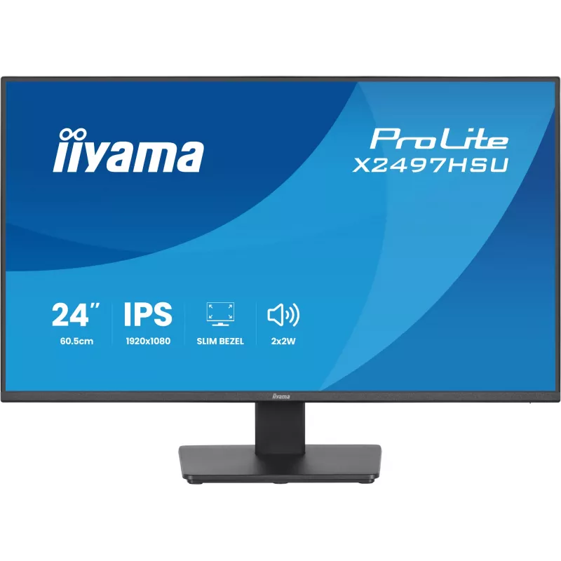 IIYAMA ProLite X2497HSU-B1 monitorius 23,8 colio (60,5 cm) Full HD IPS 1920×1080 4 ms USB‑C 2×, garsiakalbiai, VESA, juodas
