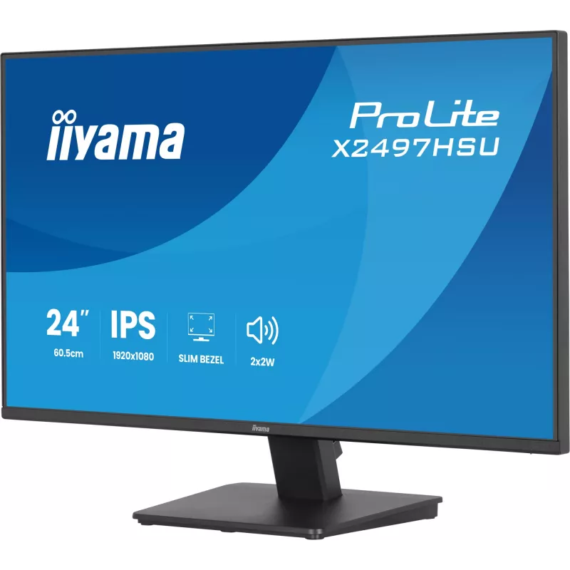 IIYAMA ProLite X2497HSU-B1 monitorius 23,8 colio (60,5 cm) Full HD IPS 1920×1080 4 ms USB‑C 2×, garsiakalbiai, VESA, juodas