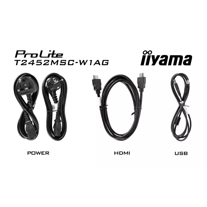 iiyama ProLite T2452MSC-W1AG kompiuterio monitorius 60,5 cm (23,8 col.) 1920 x 1080 pikseliai Full HD LED jutiklinis ekranas balta