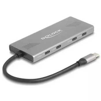 DELOCK USB 3.2 Gen 2 Type-C Hub 7 prievadų (4×Type‑C, 3×Type‑A) 10 Gbit/s Pilka