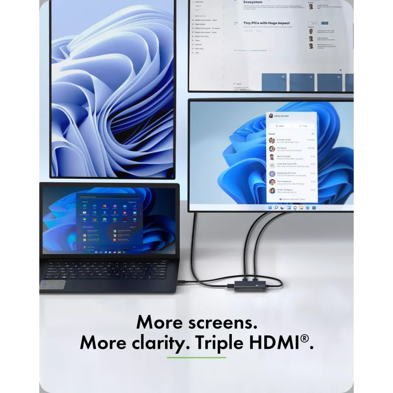 ICY BOX adapteris USB Type-C prie 3x HDMI, USB 3.2 Gen 2 (3.1 Gen 2) Type-C, HDMI, 10000 Mbit/s, 144 Hz, 3840 x 2160, 7680 x 4320, 7680 x 4320 pikseliai