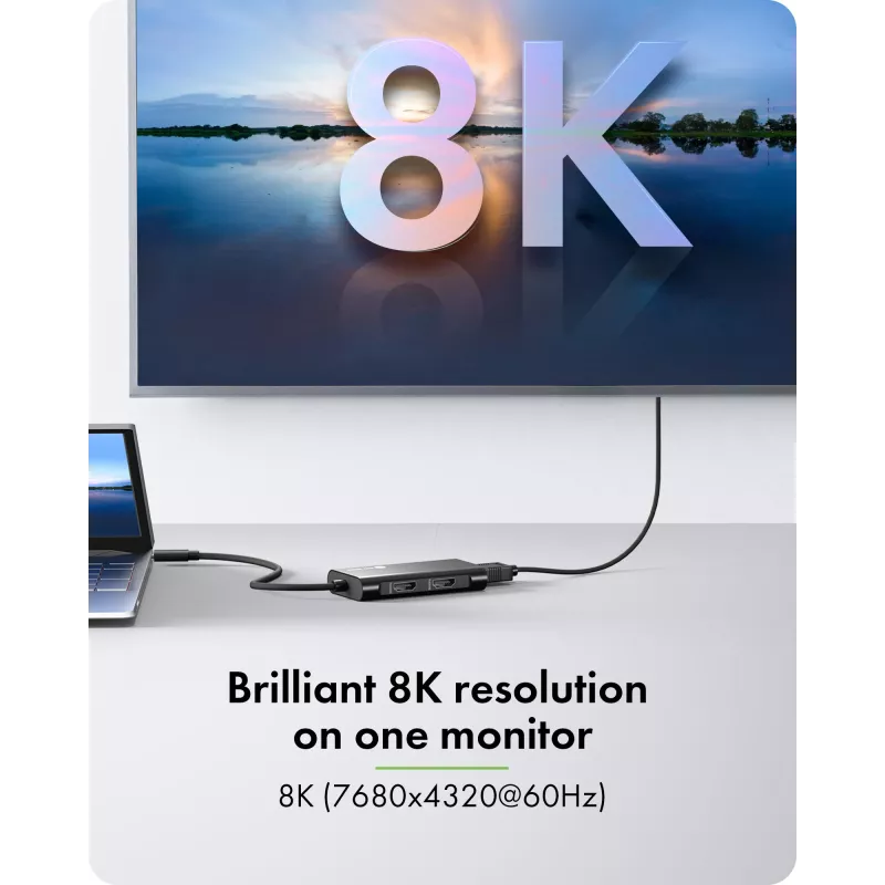 ICY BOX adapteris USB Type-C prie 3x HDMI, USB 3.2 Gen 2 (3.1 Gen 2) Type-C, HDMI, 10000 Mbit/s, 144 Hz, 3840 x 2160, 7680 x 4320, 7680 x 4320 pikseliai