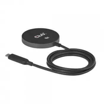Belaidis įkrovimo kilimėlis CLUB3D CAC-3027 Qi2 25W su MagSafe suderinama magnetine kilimėle, DC kambarinis įkroviklis, 1 m laidas, juodas