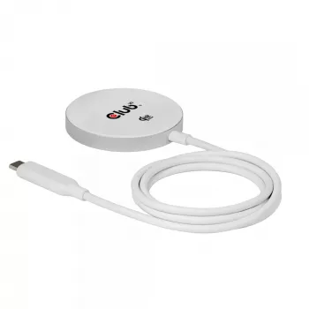 Belaidis įkroviklis club 3d CAC-3026 25W Qi2 magnetinis kilimėlis, suderinamas su Qi 2.2 MagSafe, 1 m laidas, baltas