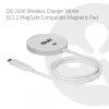 Belaidis įkroviklis club 3d CAC-3026 25W Qi2 magnetinis kilimėlis, suderinamas su Qi 2.2 MagSafe, 1 m laidas, baltas