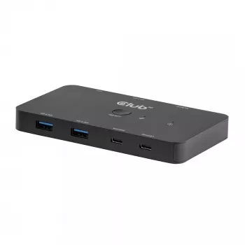 KVM jungiklis club 3d Dual USB-C į HDMI, 2 prievadų, 4K UHD 3840x2160, USB-C pultas, 65W PD, juodas