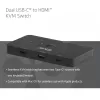 KVM jungiklis club 3d Dual USB-C į HDMI, 2 prievadų, 4K UHD 3840x2160, USB-C pultas, 65W PD, juodas