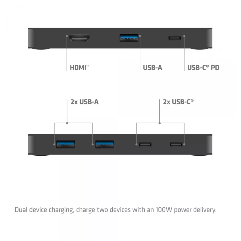 KVM jungiklis club 3d Dual USB-C į HDMI, 2 prievadų, 4K UHD 3840x2160, USB-C pultas, 65W PD, juodas