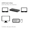 KVM jungiklis club 3d Dual USB-C į HDMI, 2 prievadų, 4K UHD 3840x2160, USB-C pultas, 65W PD, juodas