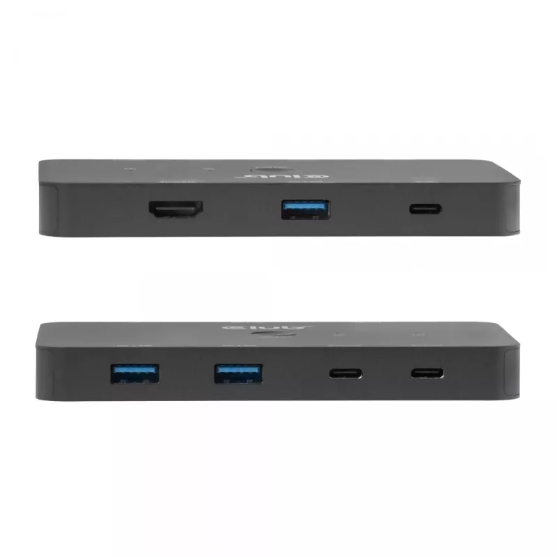 KVM jungiklis club 3d Dual USB-C į HDMI, 2 prievadų, 4K UHD 3840x2160, USB-C pultas, 65W PD, juodas
