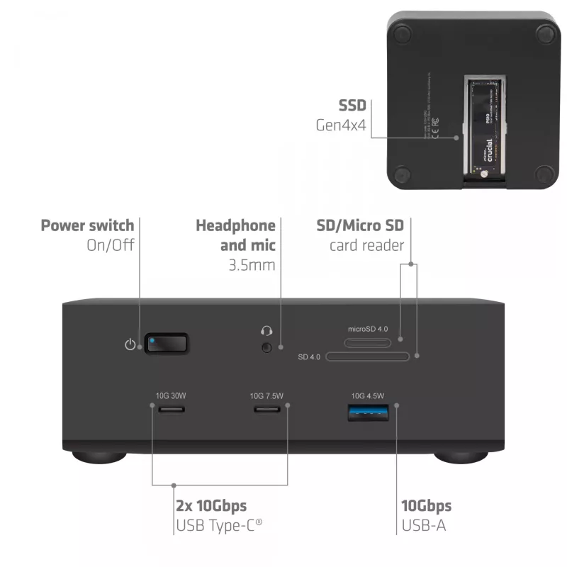Dokų stotelė CLUB3D CSV-2562 Thunderbolt 5, M.2 SSD, 2×HDMI 8K60Hz, 180W, 120 Gbit/s