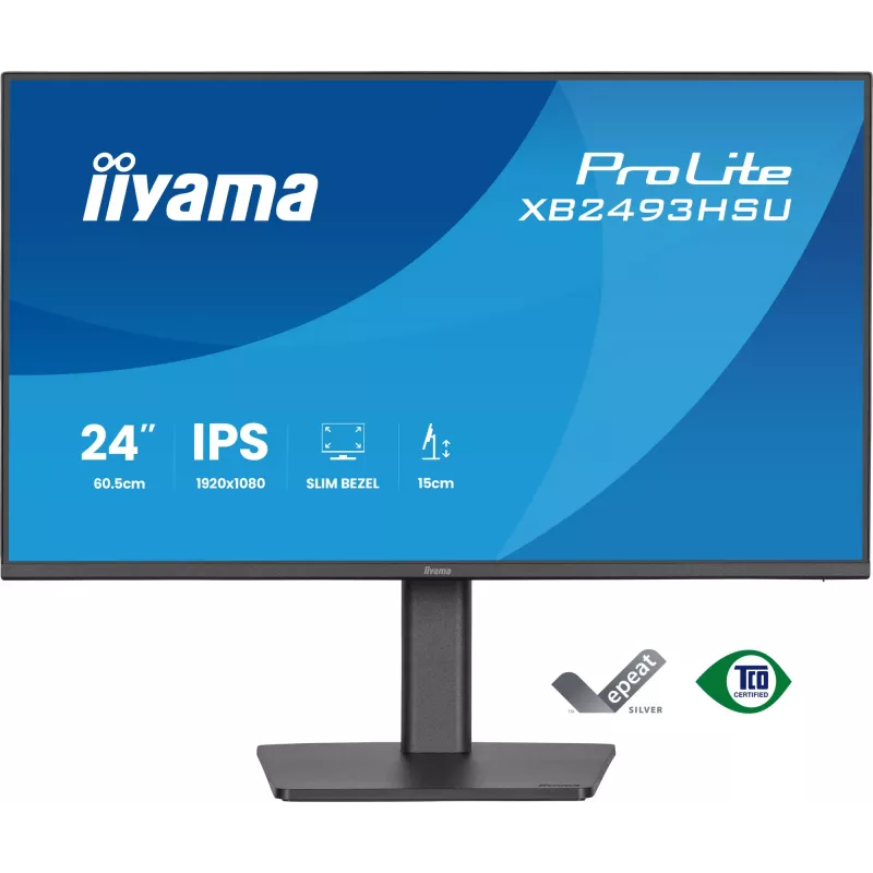 Kompiuterio monitorius IIYAMA ProLite XB2493HSU-B1 23,8 colio (60,5 cm) Full HD IPS LED, 1920×1080, 1 ms, 178° žiūrėjimo kampai, USB šakotuvas, garsiakalbiai, juodas