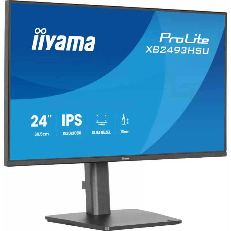 Kompiuterio monitorius IIYAMA ProLite XB2493HSU-B1 23,8 colio (60,5 cm) Full HD IPS LED, 1920×1080, 1 ms, 178° žiūrėjimo kampai, USB šakotuvas, garsiakalbiai, juodas