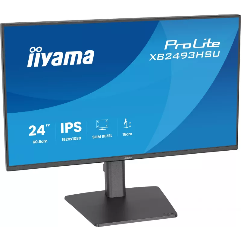Kompiuterio monitorius IIYAMA ProLite XB2493HSU-B1 23,8 colio (60,5 cm) Full HD IPS LED, 1920×1080, 1 ms, 178° žiūrėjimo kampai, USB šakotuvas, garsiakalbiai, juodas
