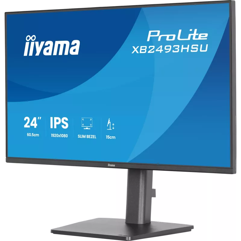 Kompiuterio monitorius IIYAMA ProLite XB2493HSU-B1 23,8 colio (60,5 cm) Full HD IPS LED, 1920×1080, 1 ms, 178° žiūrėjimo kampai, USB šakotuvas, garsiakalbiai, juodas