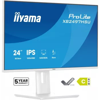 iiyama ProLite XB2497HSU-W1 kompiuterio monitorius 60,5 cm (23,8 col.) 1920 x 1080 pikseliai Full HD LED Baltas