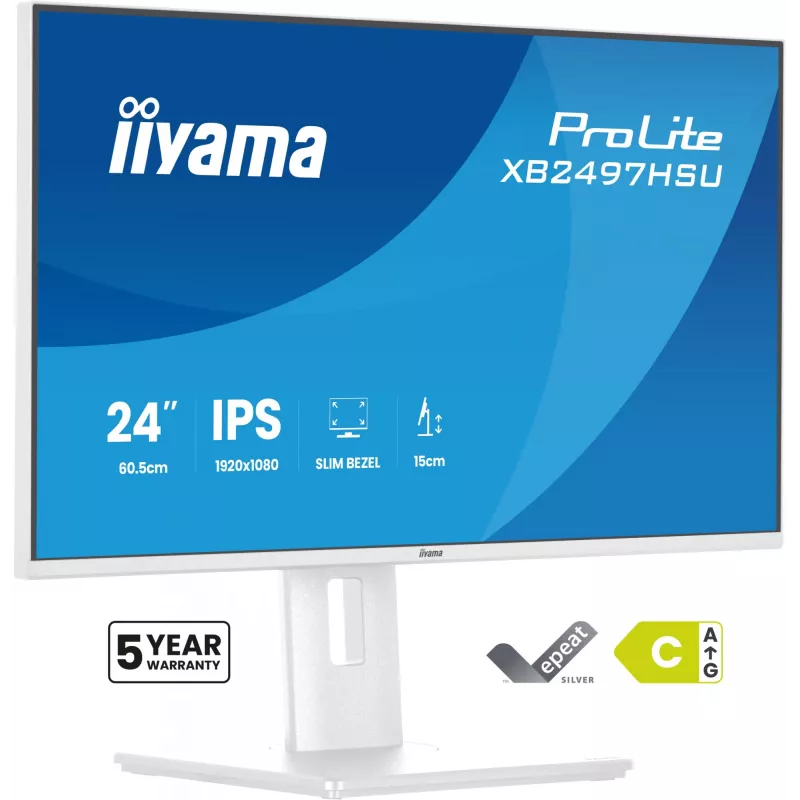 iiyama ProLite XB2497HSU-W1 kompiuterio monitorius 60,5 cm (23,8 col.) 1920 x 1080 pikseliai Full HD LED Baltas