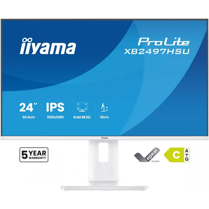 iiyama ProLite XB2497HSU-W1 kompiuterio monitorius 60,5 cm (23,8 col.) 1920 x 1080 pikseliai Full HD LED Baltas