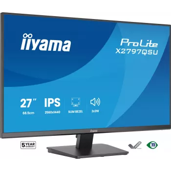 Kompiuterio monitorius IIYAMA ProLite X2797QSU-B1 27 coliai (68,6 cm) 2560×1440 IPS LED matinis, 1 ms, USB 3.2 šakotuvas, garsiakalbiai, VESA