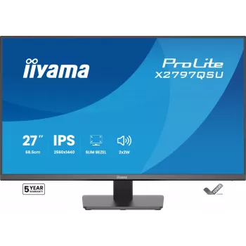 Kompiuterio monitorius IIYAMA ProLite X2797QSU-B1 27 coliai (68,6 cm) 2560×1440 IPS LED matinis, 1 ms, USB 3.2 šakotuvas, garsiakalbiai, VESA