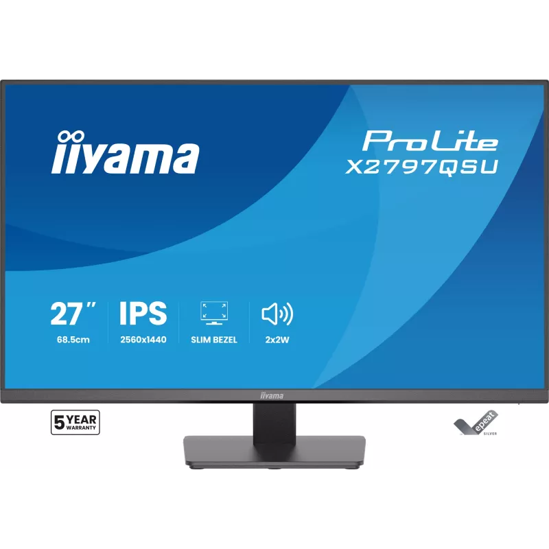 Kompiuterio monitorius IIYAMA ProLite X2797QSU-B1 27 coliai (68,6 cm) 2560×1440 IPS LED matinis, 1 ms, USB 3.2 šakotuvas, garsiakalbiai, VESA